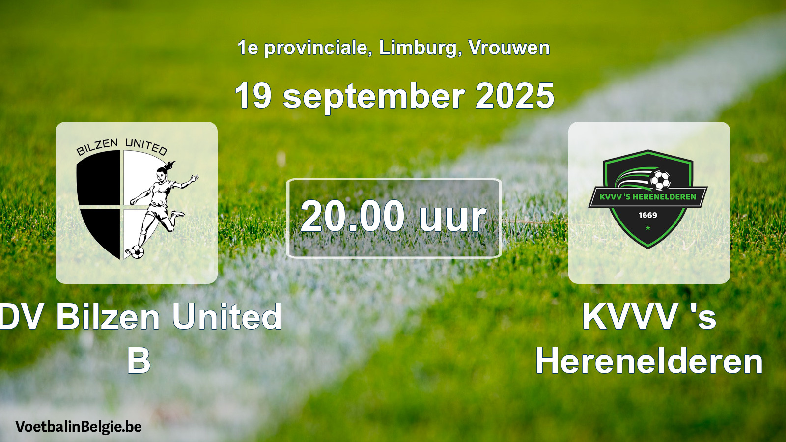 Scheduled match women football: DV Bilzen United B - KVVV 's Herenelderen (19 September 2025)