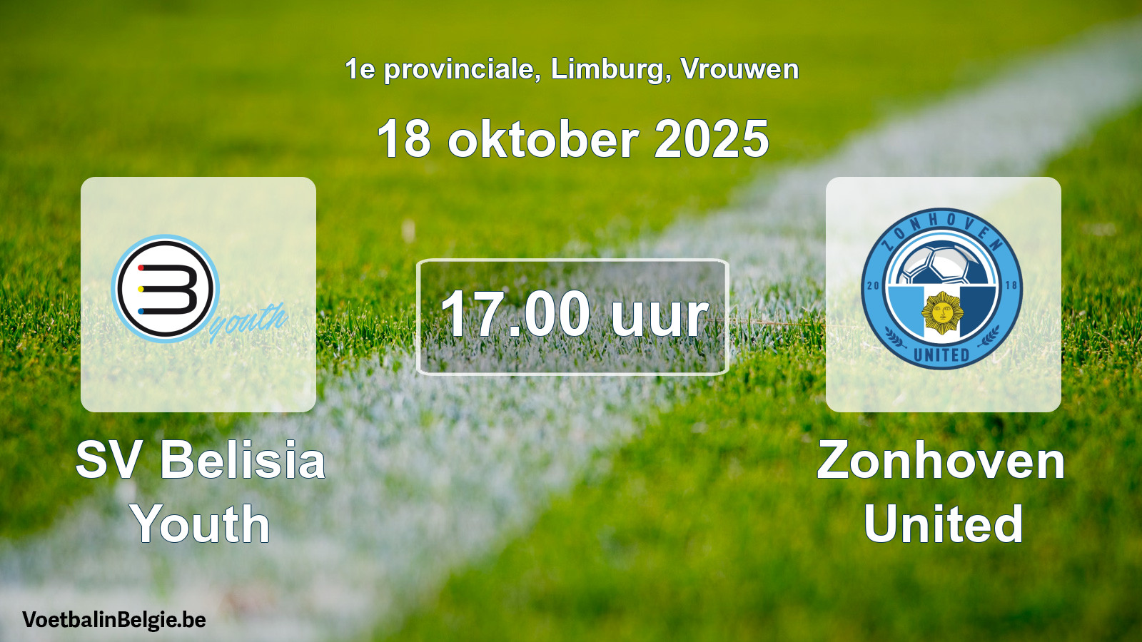 Geplande wedstrijd vrouwenvoetbal: SV Belisia Youth - Zonhoven United (18 oktober 2025)