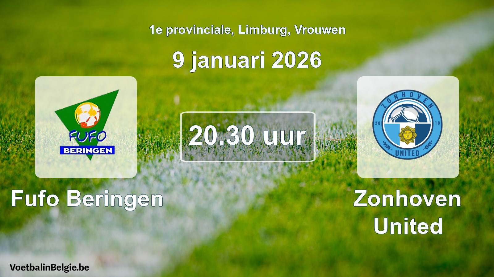 Scheduled match women football: Fufo Beringen - Zonhoven United (9 January 2026)