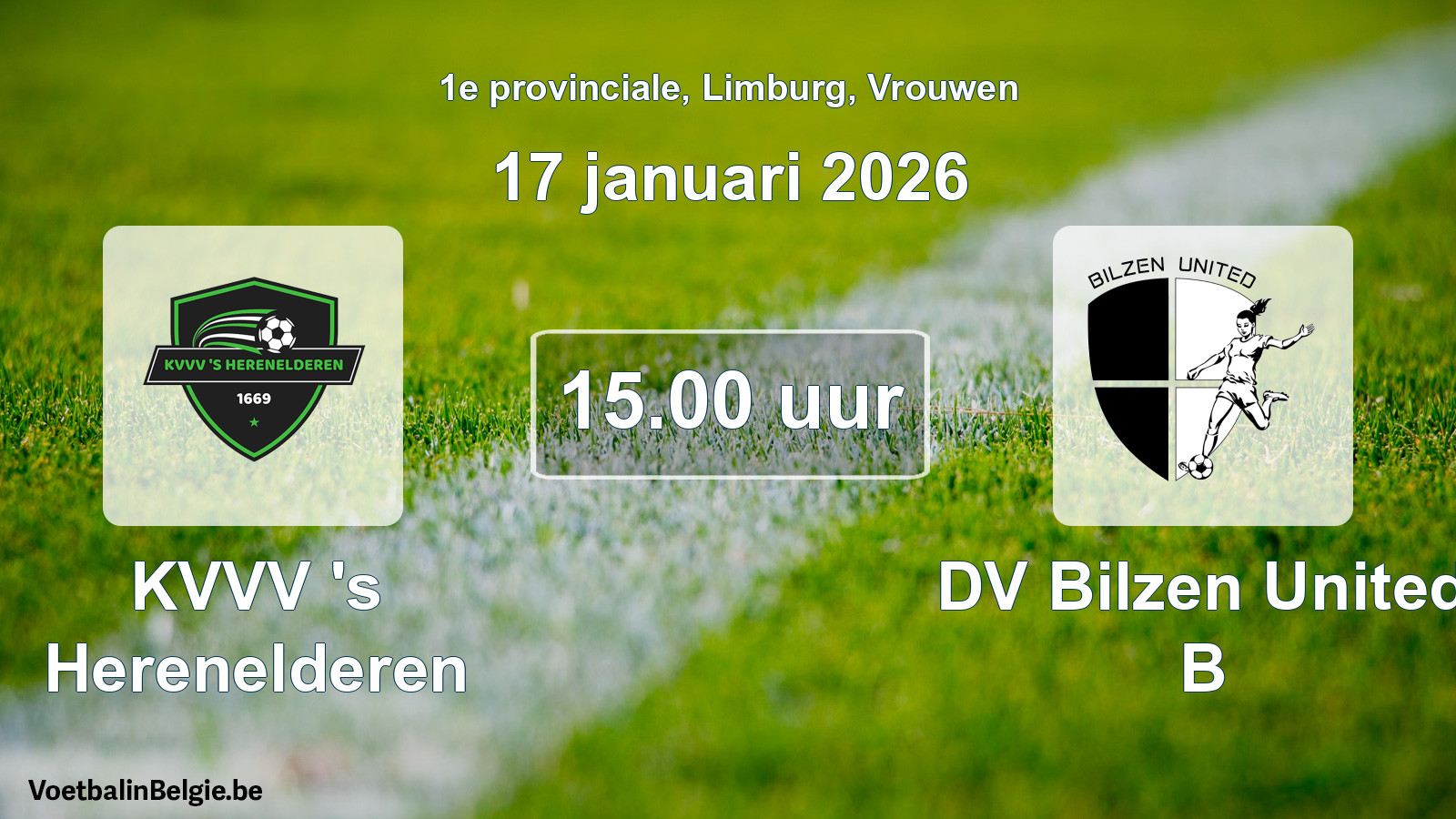 Scheduled match women football: KVVV 's Herenelderen - DV Bilzen United B (17 January 2026)