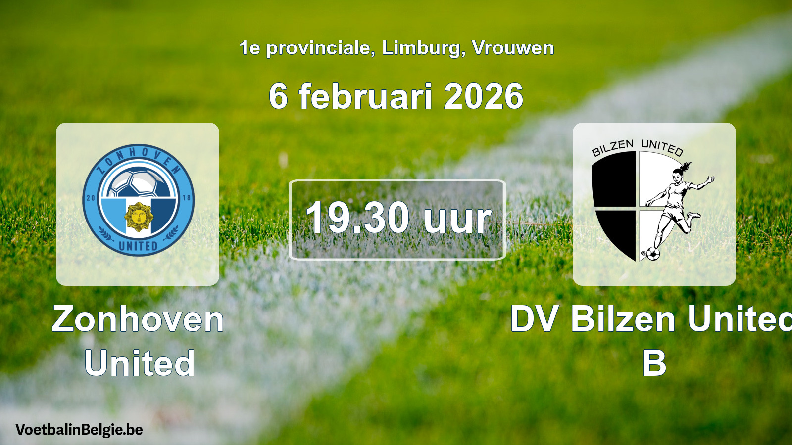 Geplande wedstrijd vrouwenvoetbal: Zonhoven United - DV Bilzen United B (6 februari 2026)