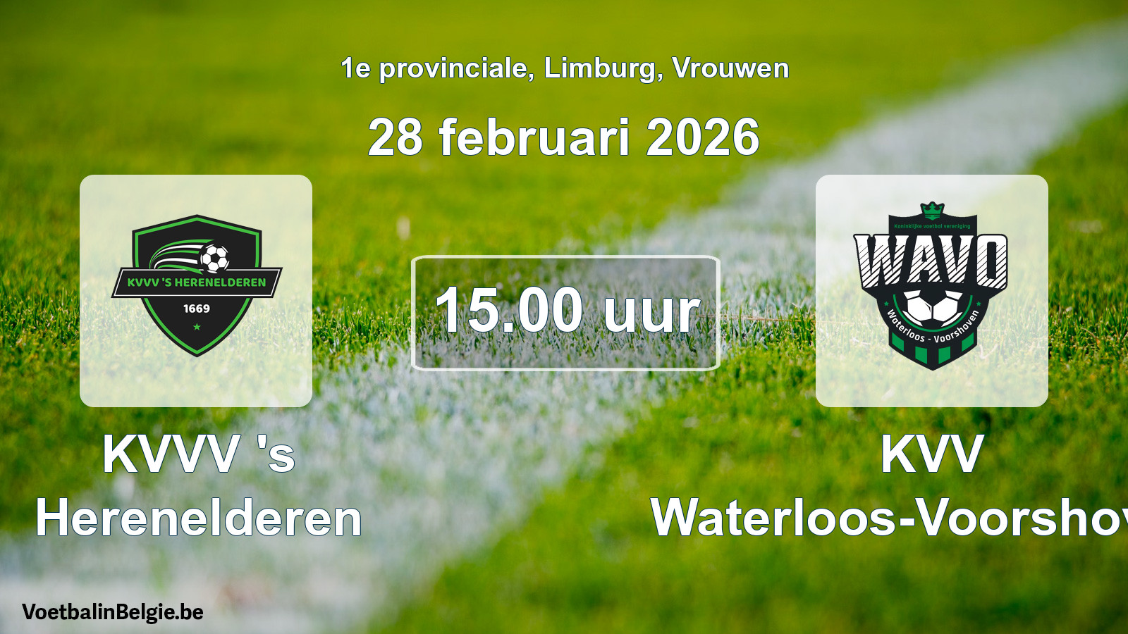 Scheduled match women football: KVVV 's Herenelderen - KVV Waterloos-Voorshoven (28 February 2026)
