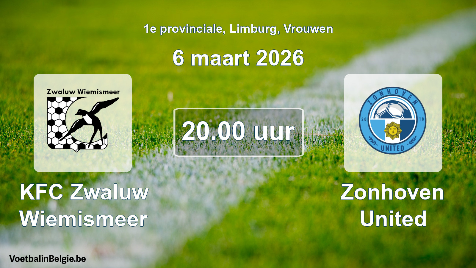 Scheduled match women football: KFC Zwaluw Wiemismeer - Zonhoven United (6 March 2026)