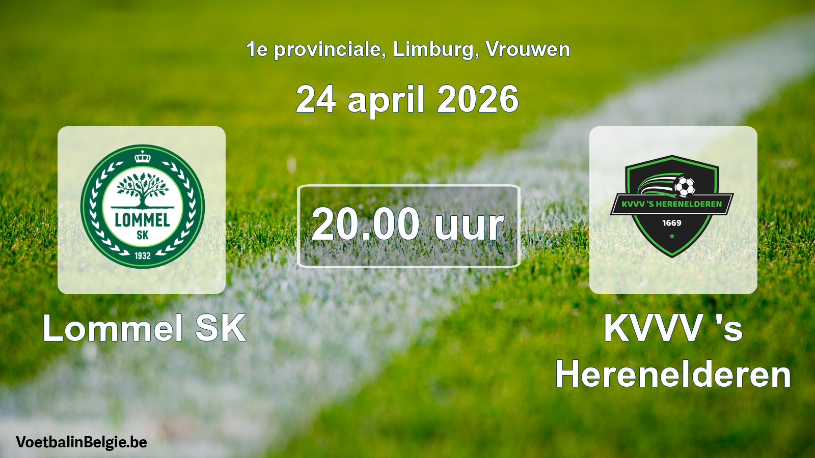 Scheduled match women football: Lommel SK - KVVV 's Herenelderen (24 April 2026)