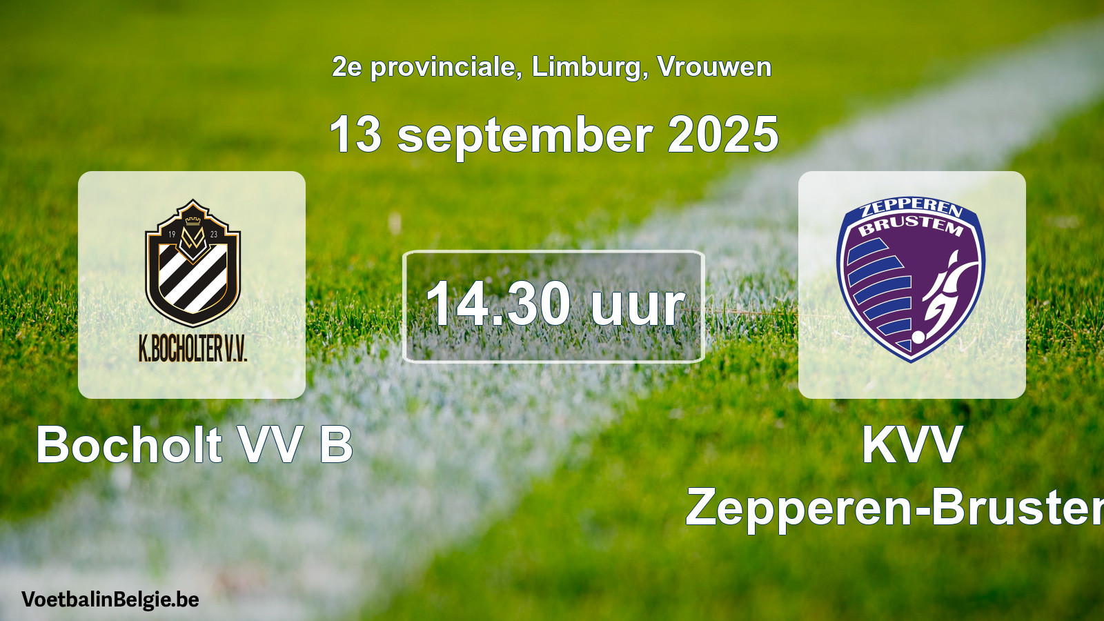 Scheduled match women football: Bocholt VV B - KVV Zepperen-Brustem (13 September 2025)