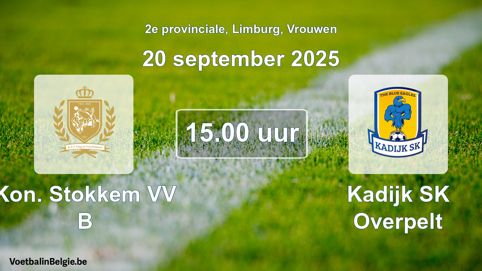 Scheduled match women football: Kon. Stokkem VV B - Kadijk SK Overpelt (20 September 2025)