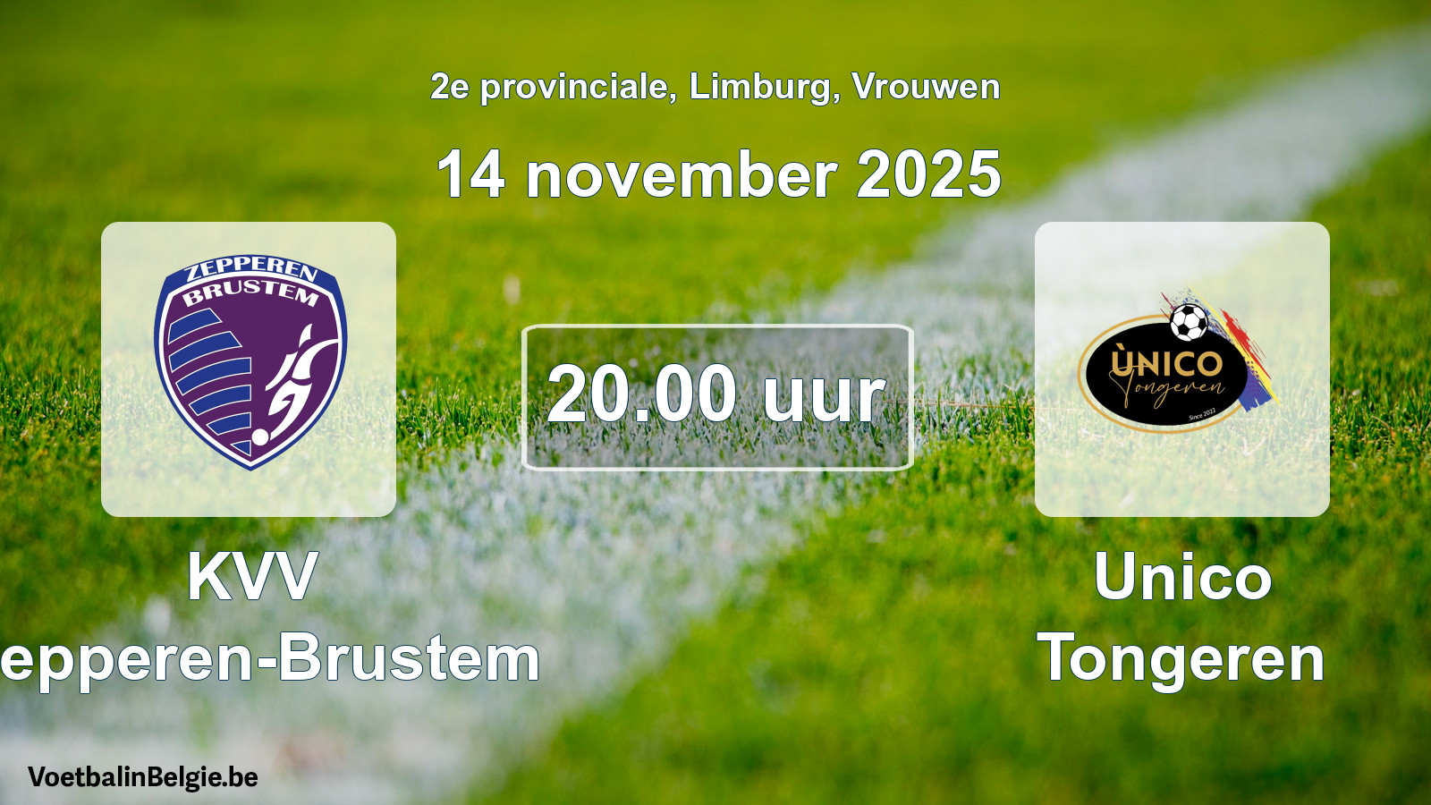 Scheduled match women football: KVV Zepperen-Brustem - Unico Tongeren (14 November 2025)