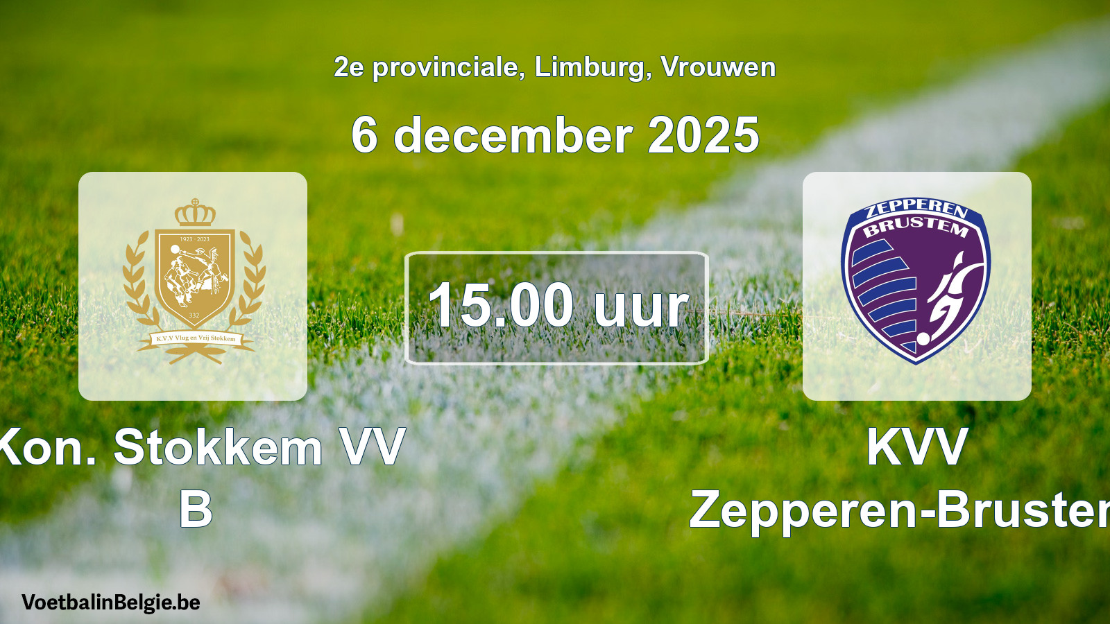 Scheduled match women football: Kon. Stokkem VV B - KVV Zepperen-Brustem (6 December 2025)