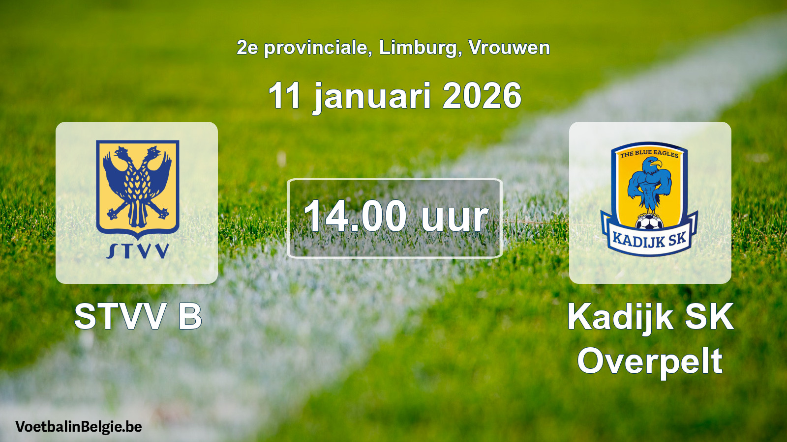 Scheduled match women football: STVV B - Kadijk SK Overpelt (11 January 2026)
