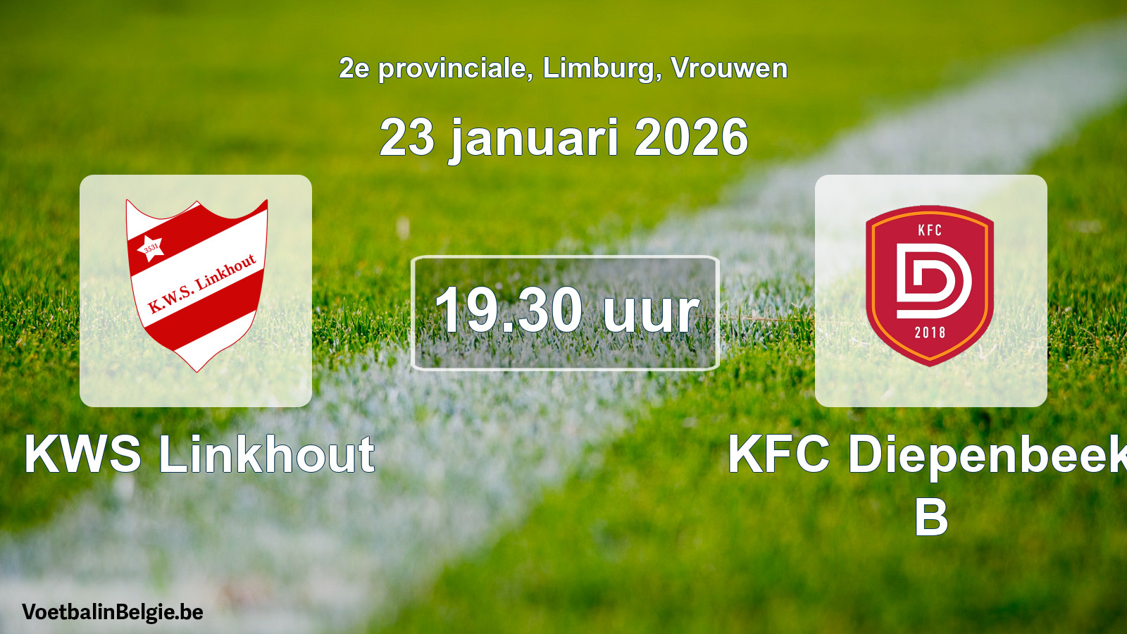 Geplande wedstrijd vrouwenvoetbal: KWS Linkhout - KFC Diepenbeek B (23 januari 2026)