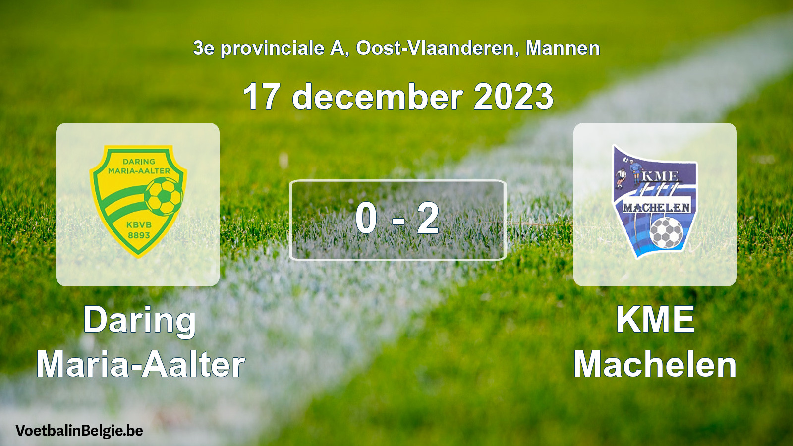 Gespeelde wedstrijd mannenvoetbal: Daring Maria-Aalter - KME Machelen 0 - 2 (17 december 2023)