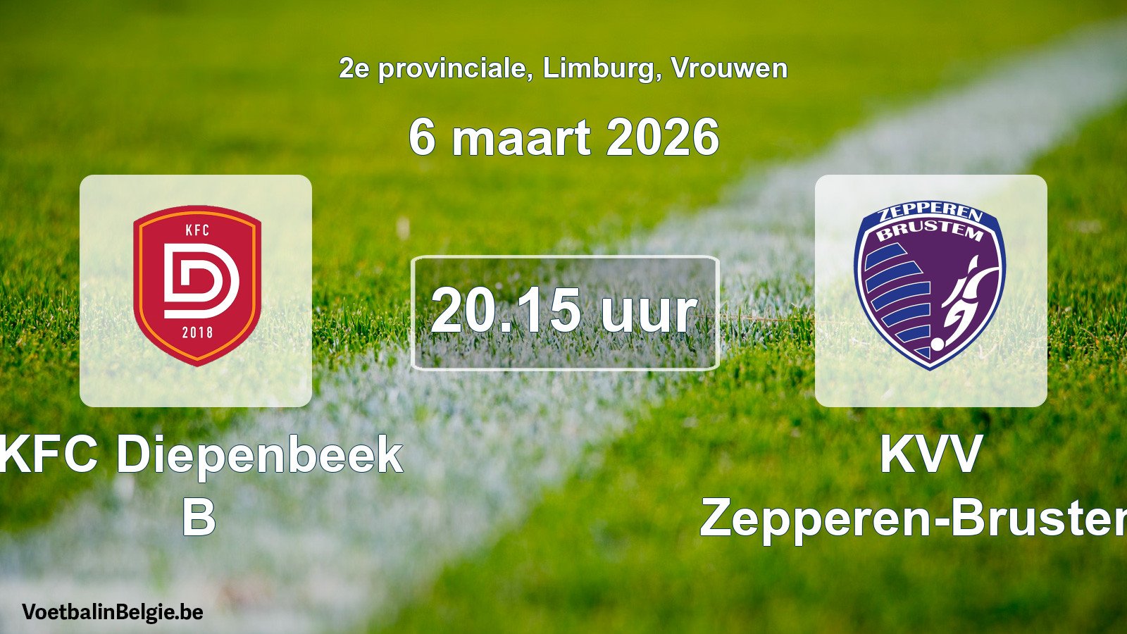 Scheduled match women football: KFC Diepenbeek B - KVV Zepperen-Brustem (6 March 2026)