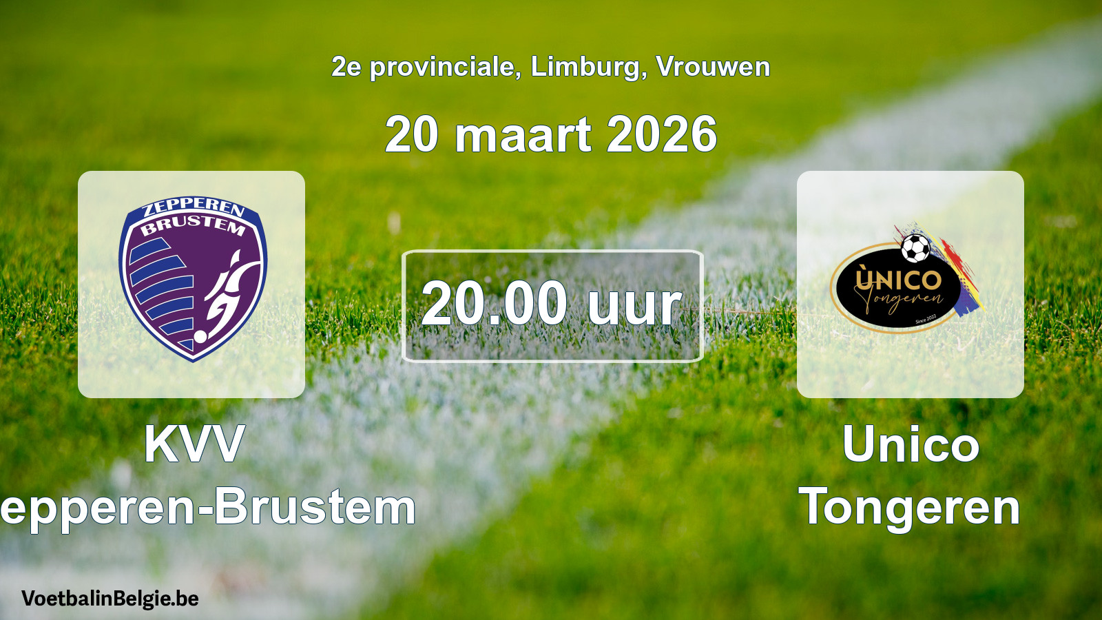 Scheduled match women football: KVV Zepperen-Brustem - Unico Tongeren (20 March 2026)
