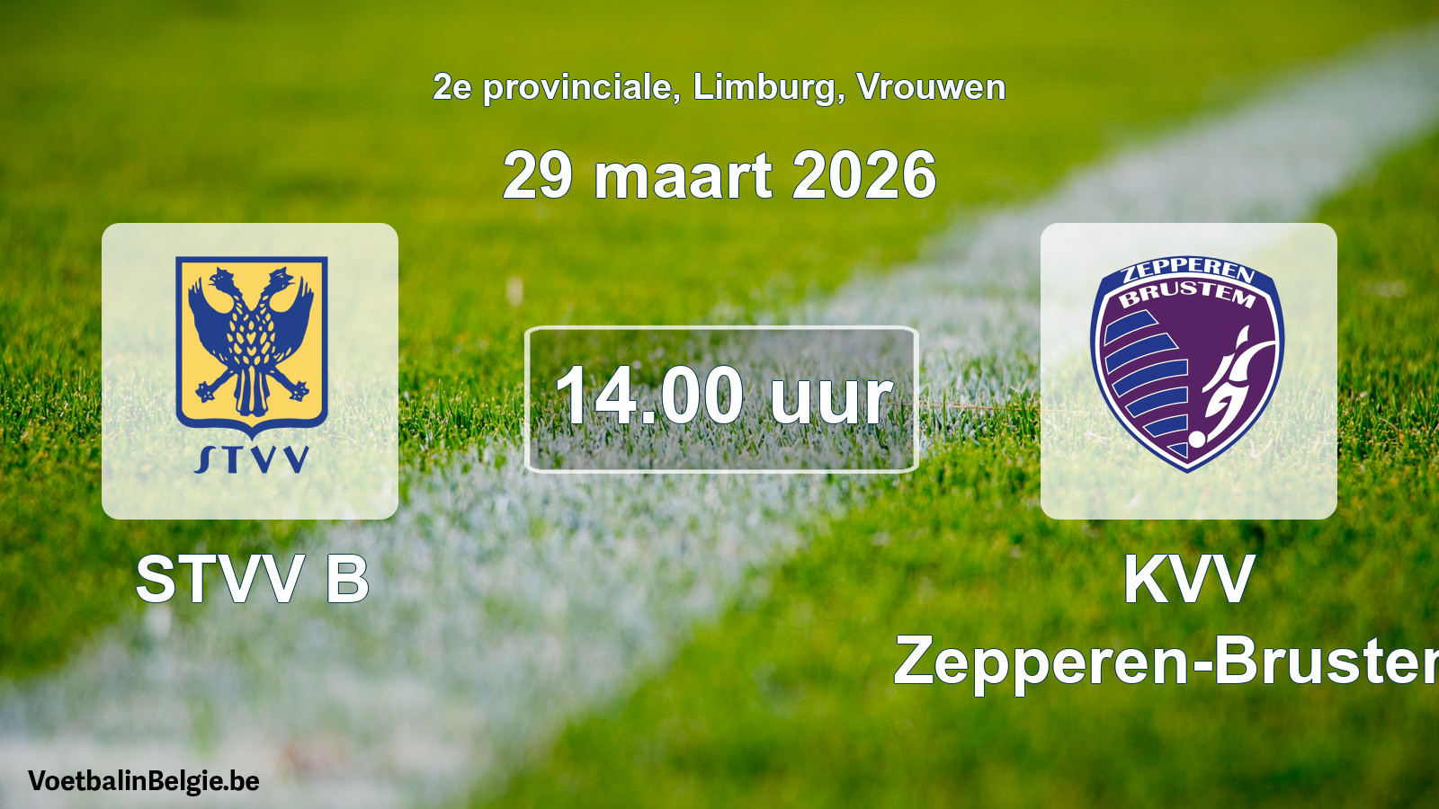 Scheduled match women football: STVV B - KVV Zepperen-Brustem (29 March 2026)