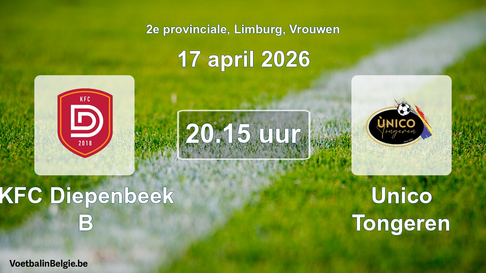 Scheduled match women football: KFC Diepenbeek B - Unico Tongeren (17 April 2026)