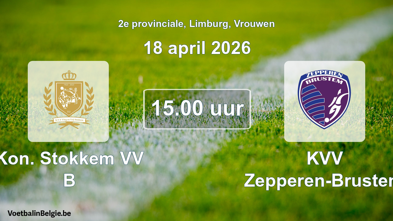 Scheduled match women football: Kon. Stokkem VV B - KVV Zepperen-Brustem (18 April 2026)