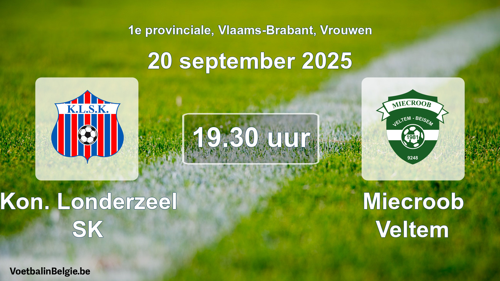Scheduled match women football: Kon. Londerzeel SK - Miecroob Veltem (20 September 2025)