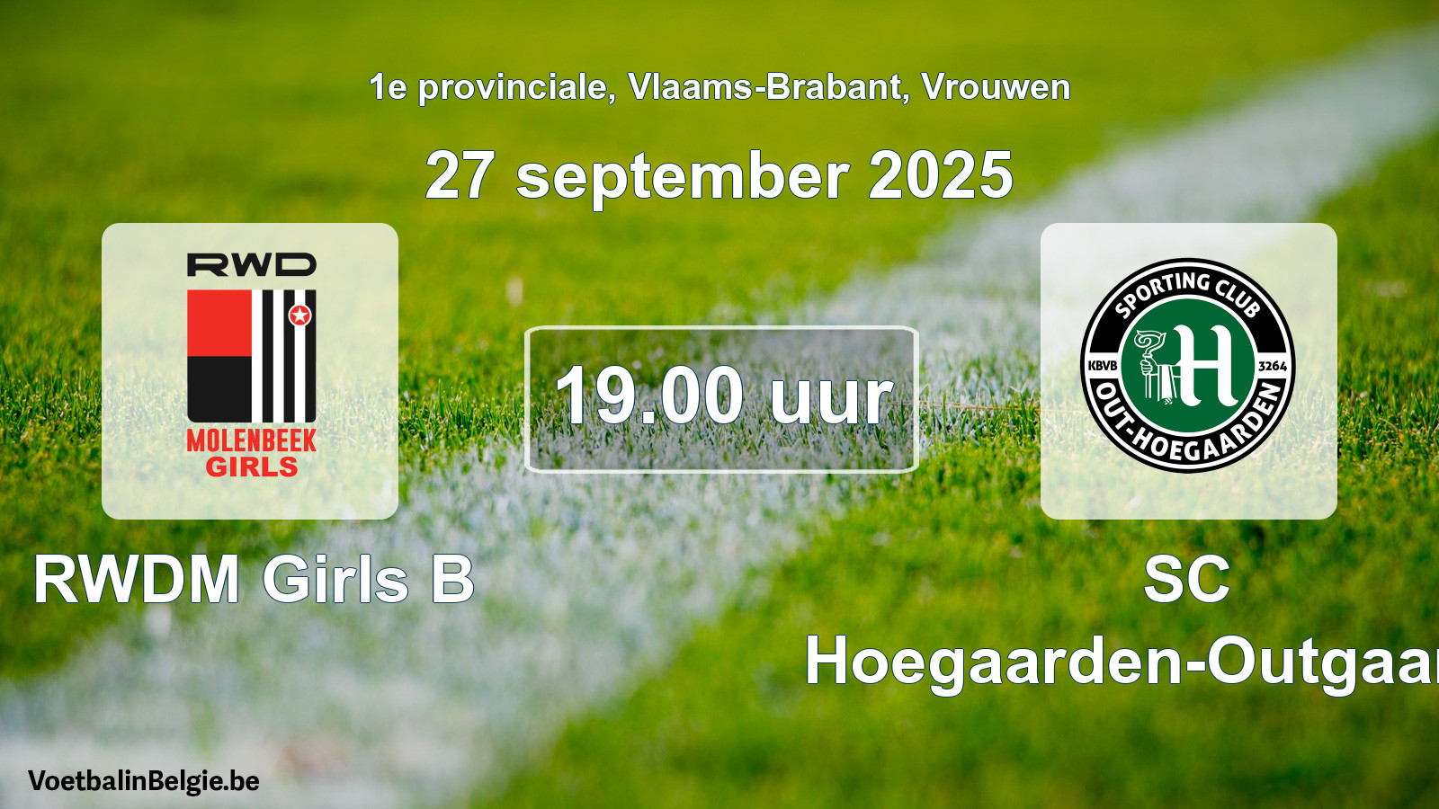 Scheduled match women football: RWDM Girls B - SC Hoegaarden-Outgaarden (27 September 2025)