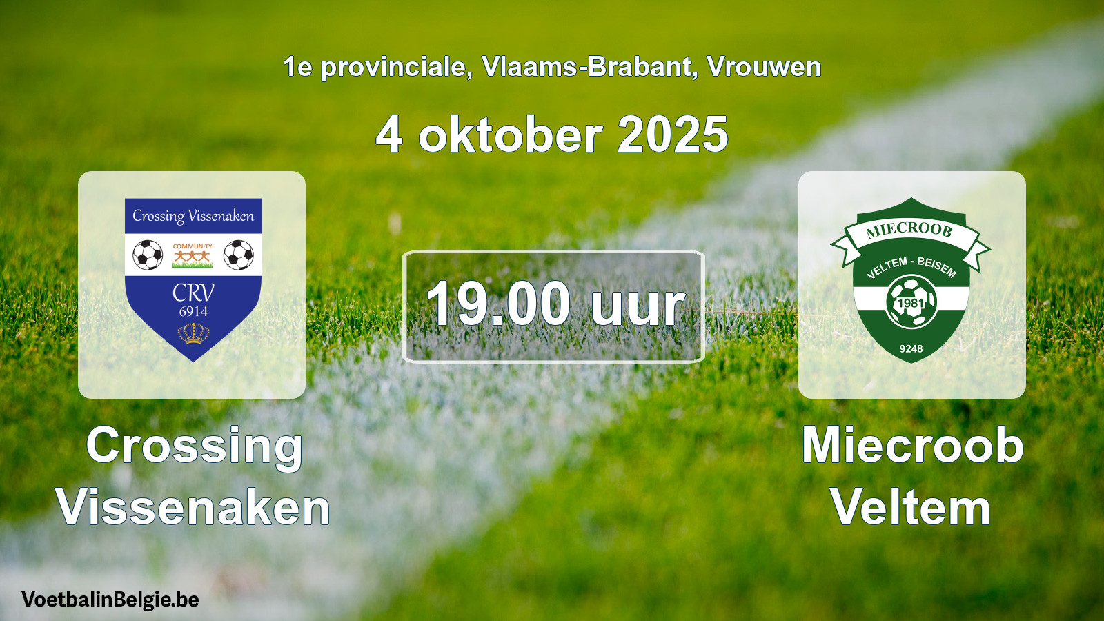 Scheduled match women football: Crossing Vissenaken - Miecroob Veltem (4 October 2025)