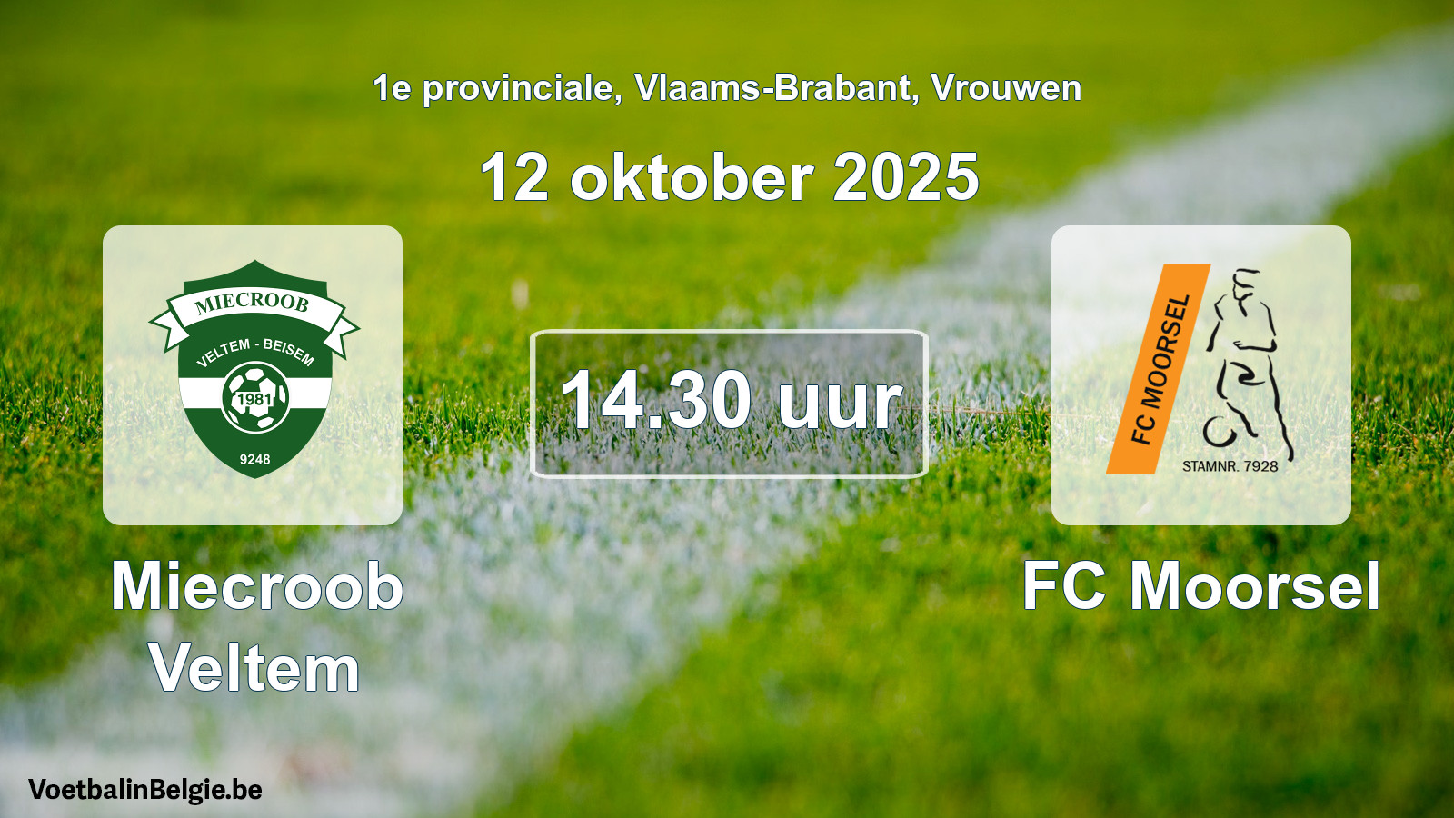 Scheduled match women football: Miecroob Veltem - FC Moorsel (12 October 2025)