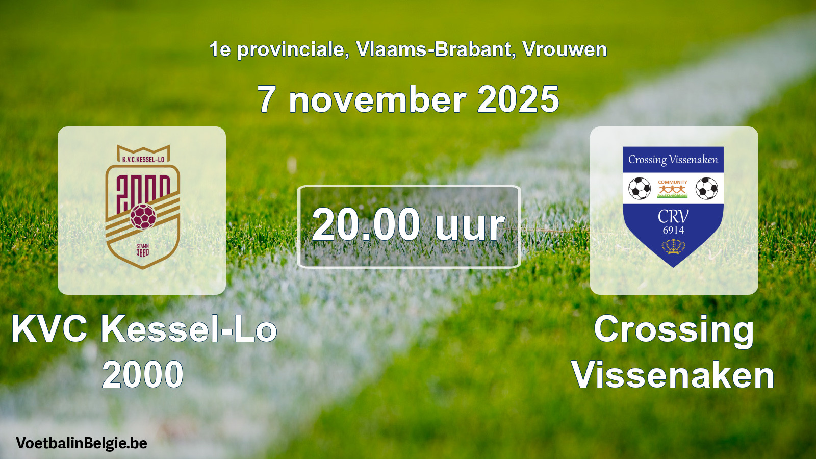Scheduled match women football: KVC Kessel-Lo 2000 - Crossing Vissenaken (7 November 2025)