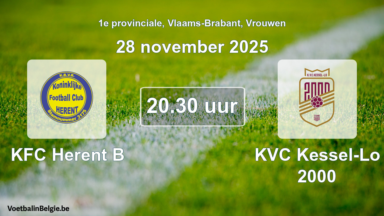 Geplande wedstrijd vrouwenvoetbal: KFC Herent B - KVC Kessel-Lo 2000 (28 november 2025)