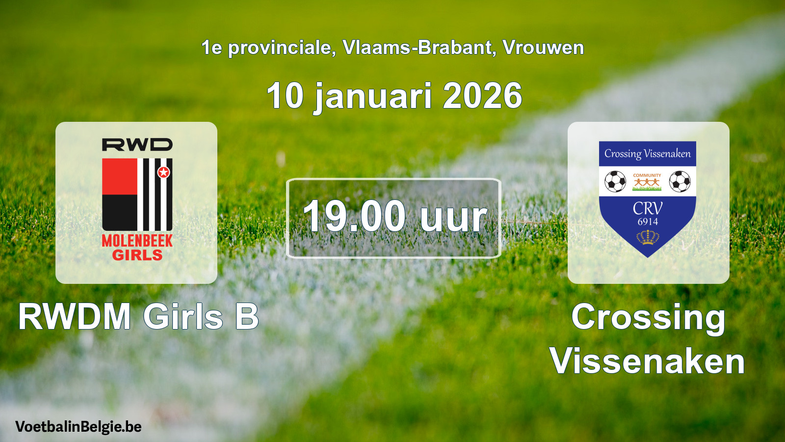 Geplantes Spiel frauen-Fußball: RWDM Girls B - Crossing Vissenaken (10 Januar 2026)