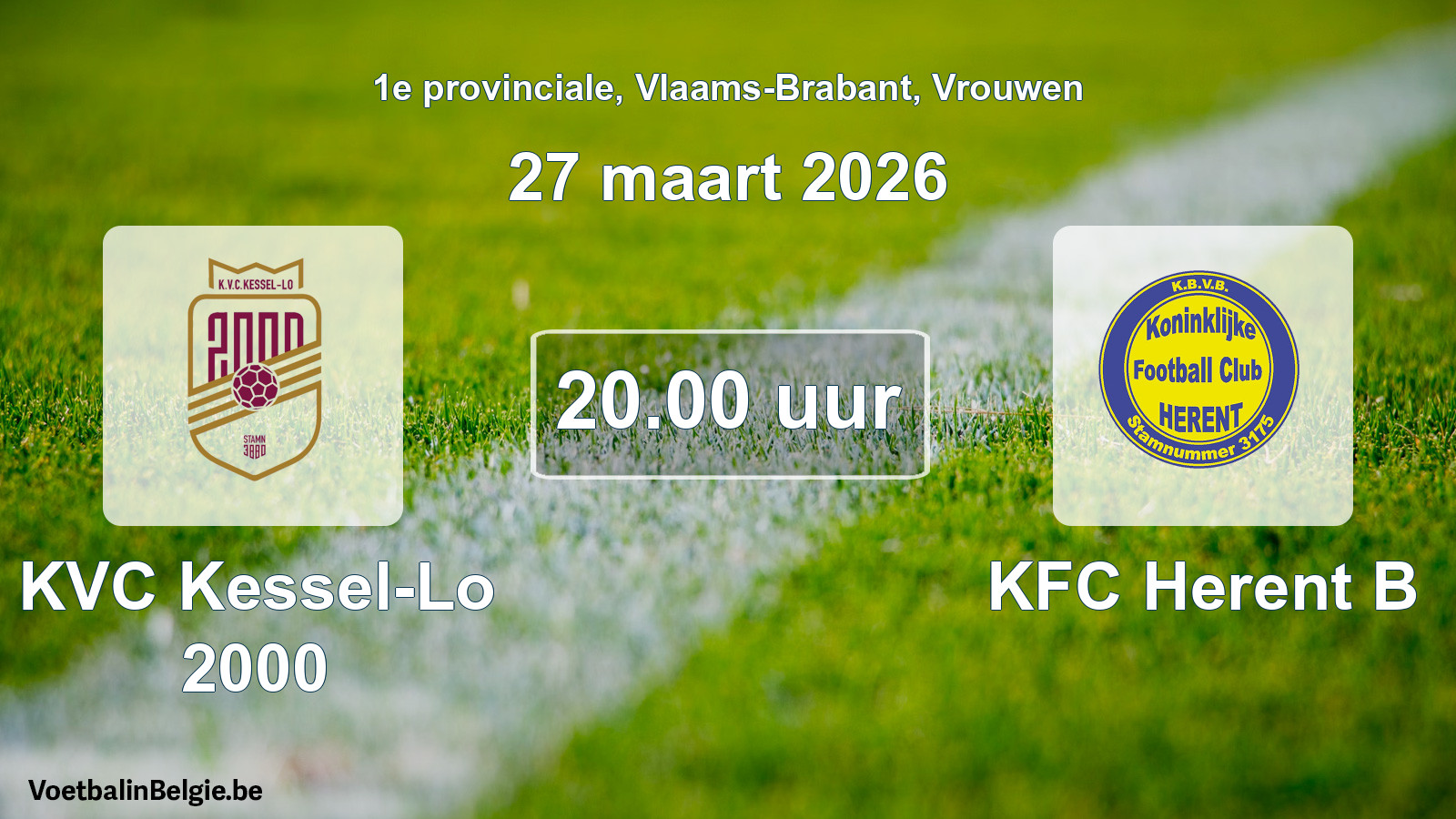 Scheduled match women football: KVC Kessel-Lo 2000 - KFC Herent B (27 March 2026)
