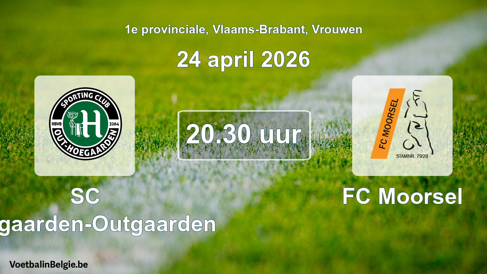 Geplantes Spiel frauen-Fußball: SC Hoegaarden-Outgaarden - FC Moorsel (24 April 2026)