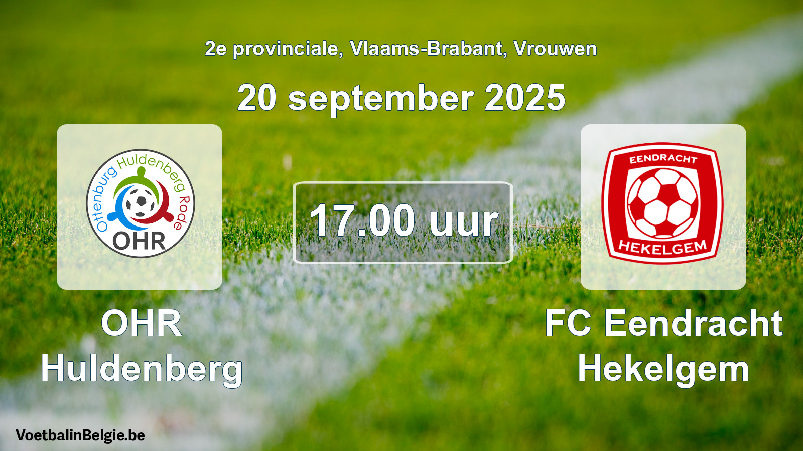 Scheduled match women football: OHR Huldenberg - FC Eendracht Hekelgem (20 September 2025)
