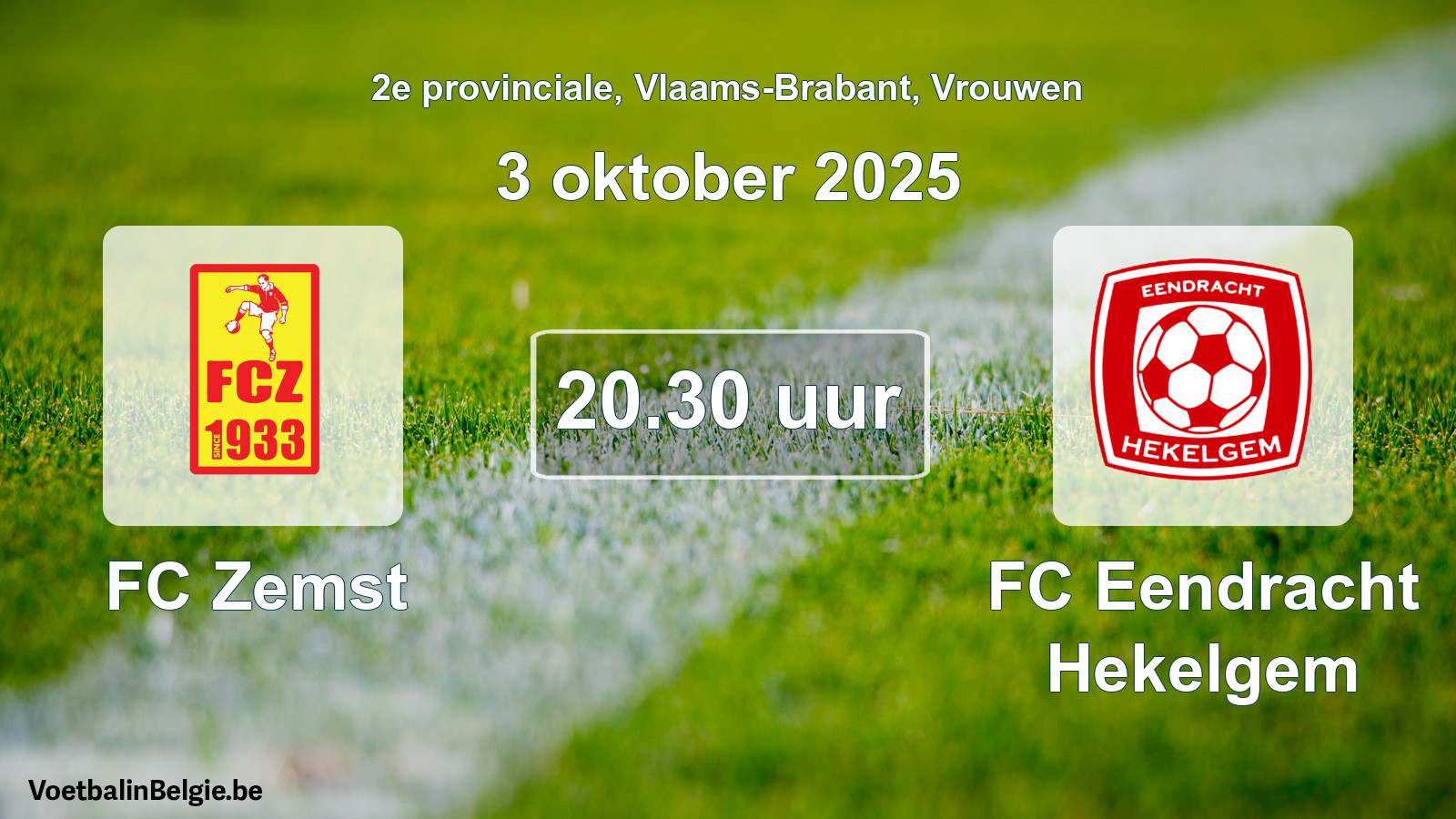 Geplande wedstrijd vrouwenvoetbal: FC Zemst - FC Eendracht Hekelgem (3 oktober 2025)