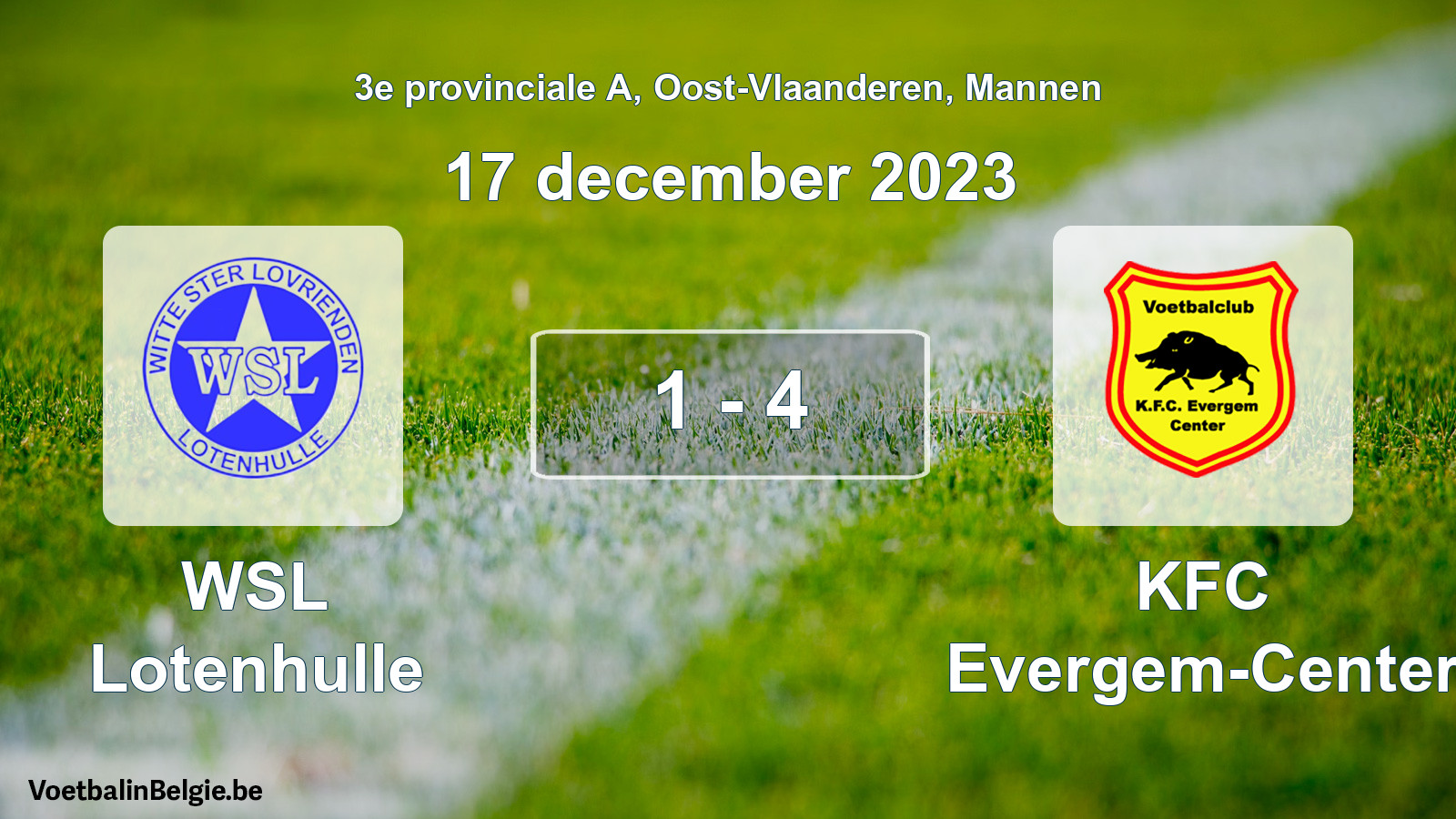 Gespeelde wedstrijd mannenvoetbal: WSL Lotenhulle - KFC Evergem-Center 1 - 4 (17 december 2023)