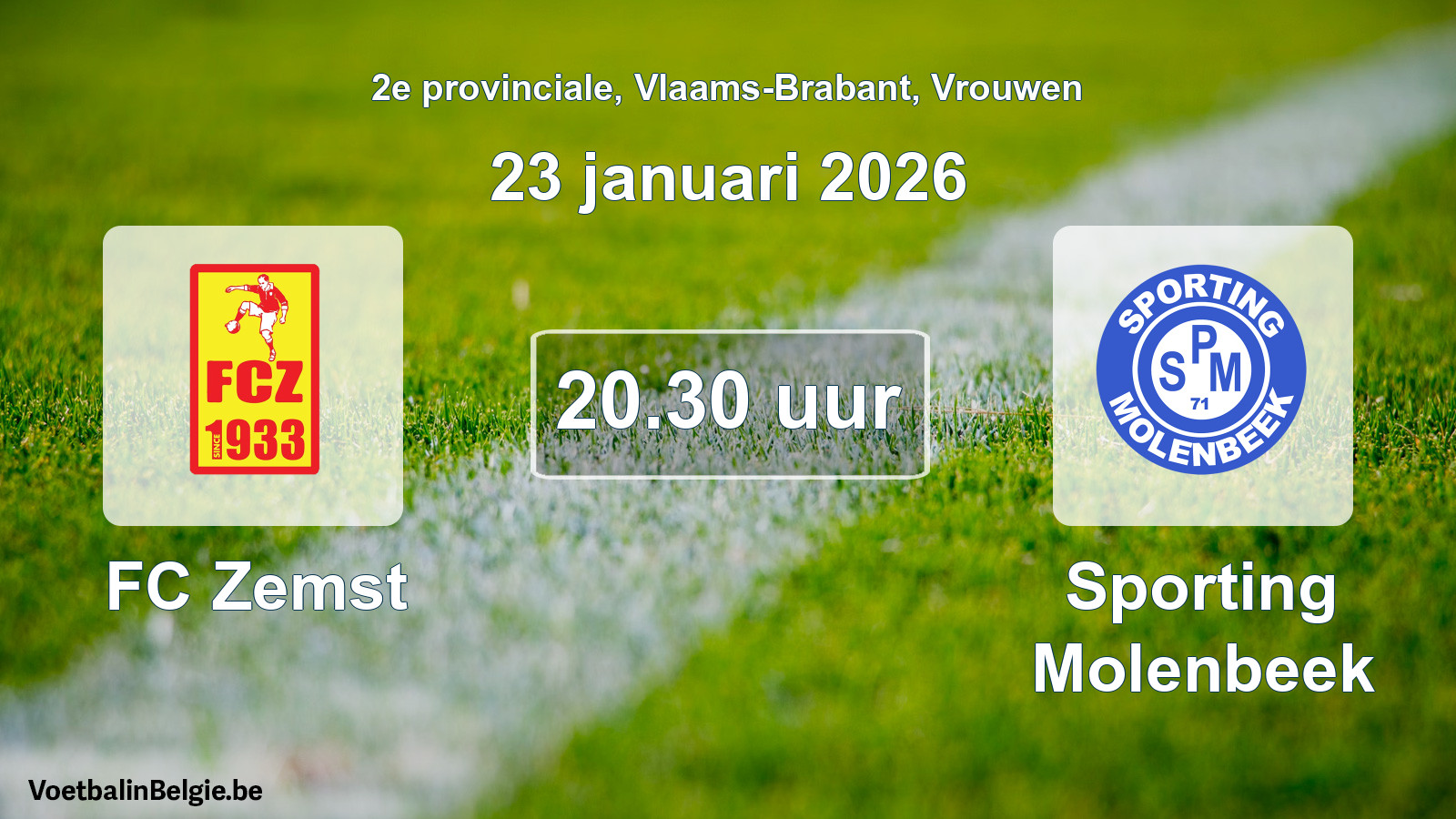 Match prévu football femmes: FC Zemst - Sporting Molenbeek (23 janvier 2026)