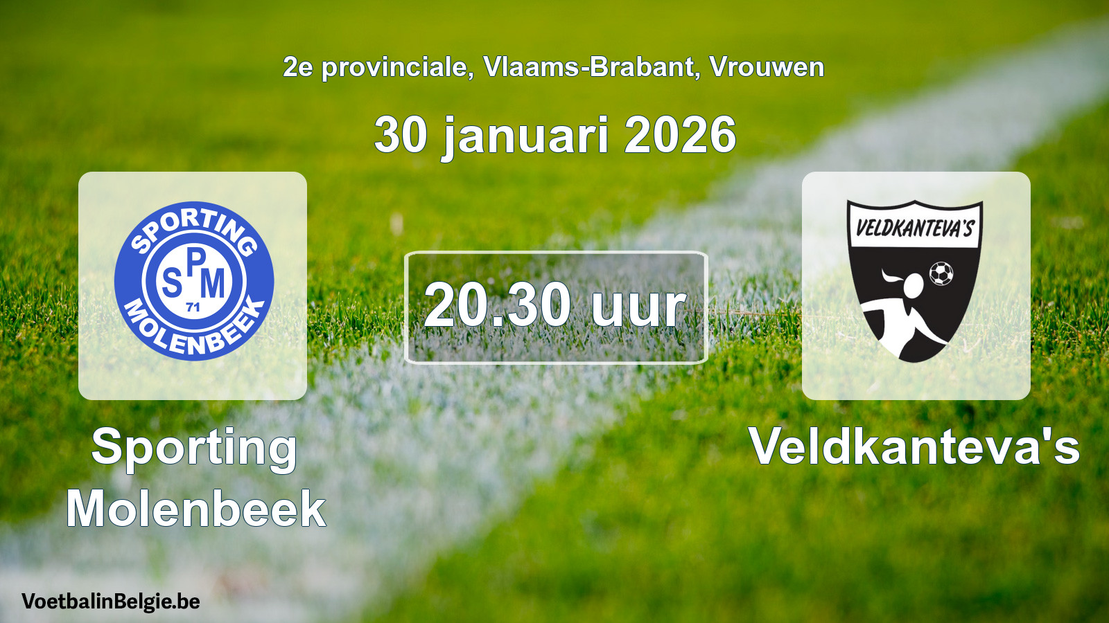 Scheduled match women football: Sporting Molenbeek - Veldkanteva's (30 January 2026)