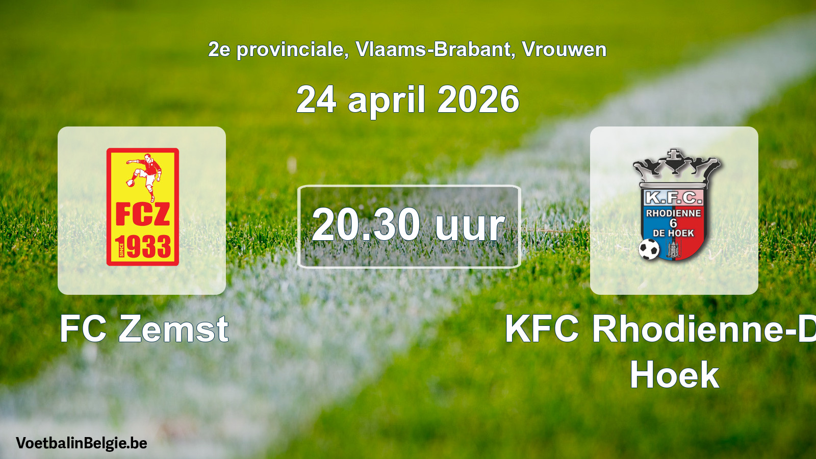Scheduled match women football: FC Zemst - KFC Rhodienne-De Hoek (24 April 2026)