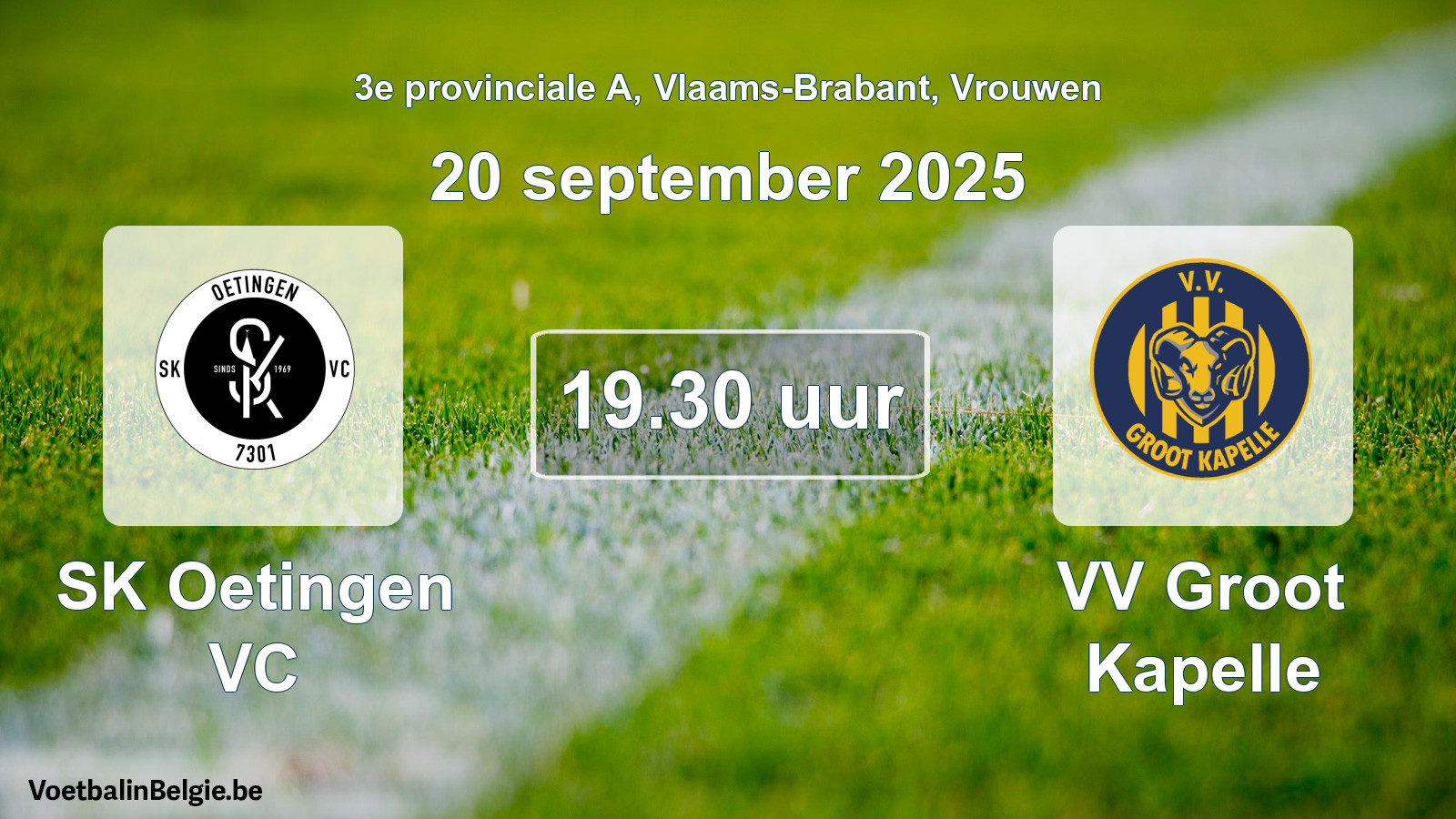Scheduled match women football: SK Oetingen VC - VV Groot Kapelle (20 September 2025)