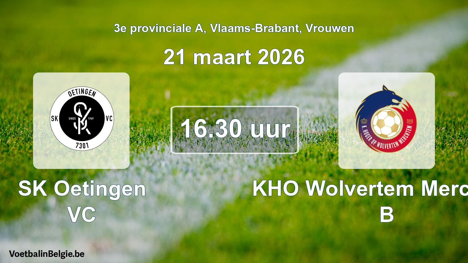 Geplande wedstrijd vrouwenvoetbal: SK Oetingen VC - KHO Wolvertem Merchtem B (21 maart 2026)