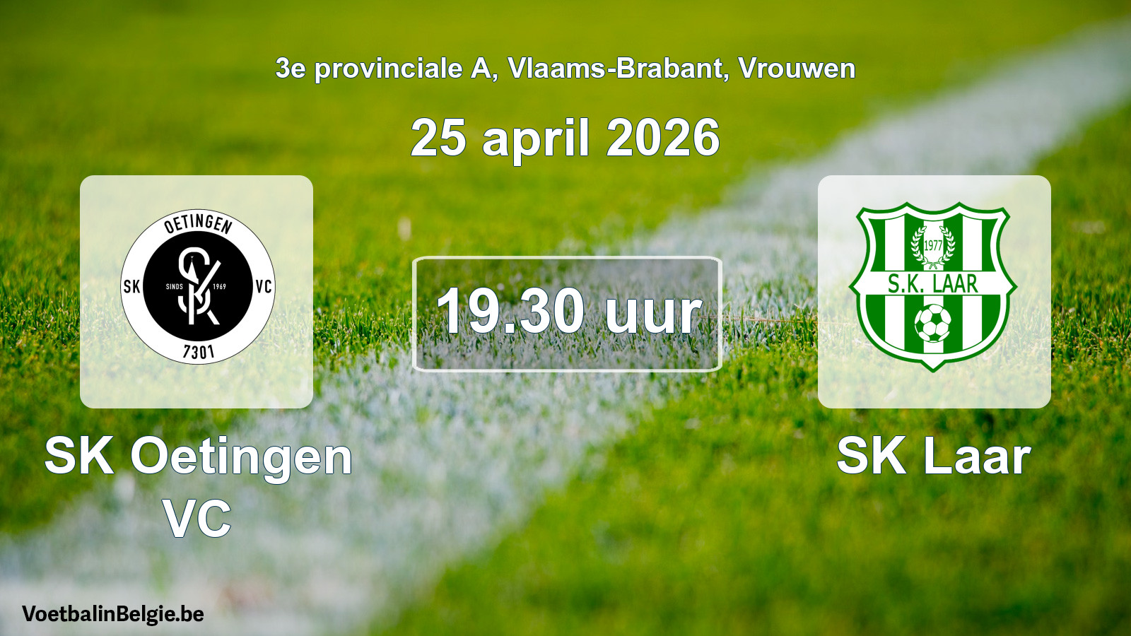 Geplande wedstrijd vrouwenvoetbal: SK Oetingen VC - SK Laar (25 april 2026)
