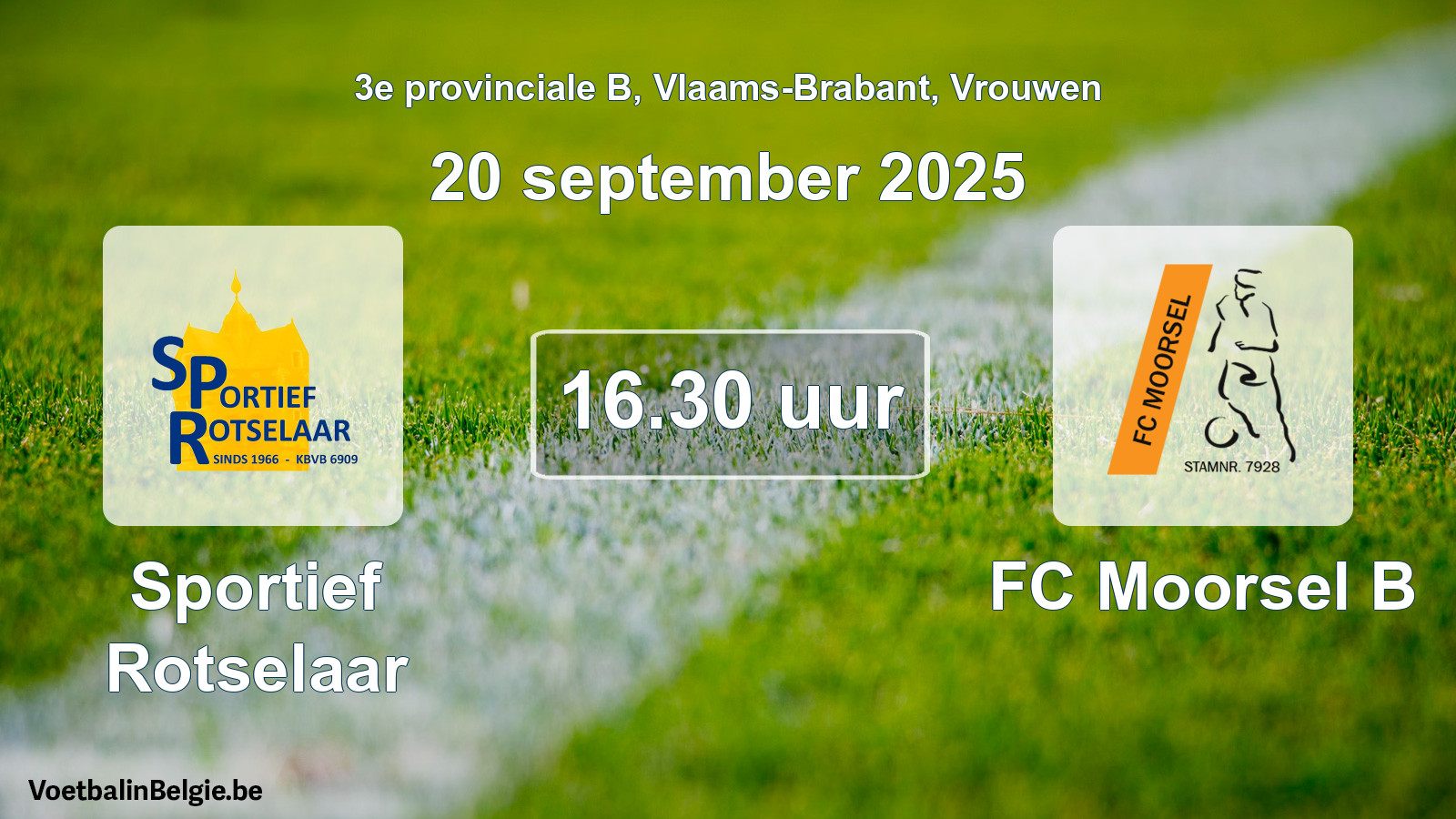 Geplantes Spiel frauen-Fußball: Sportief Rotselaar - FC Moorsel B (20 September 2025)