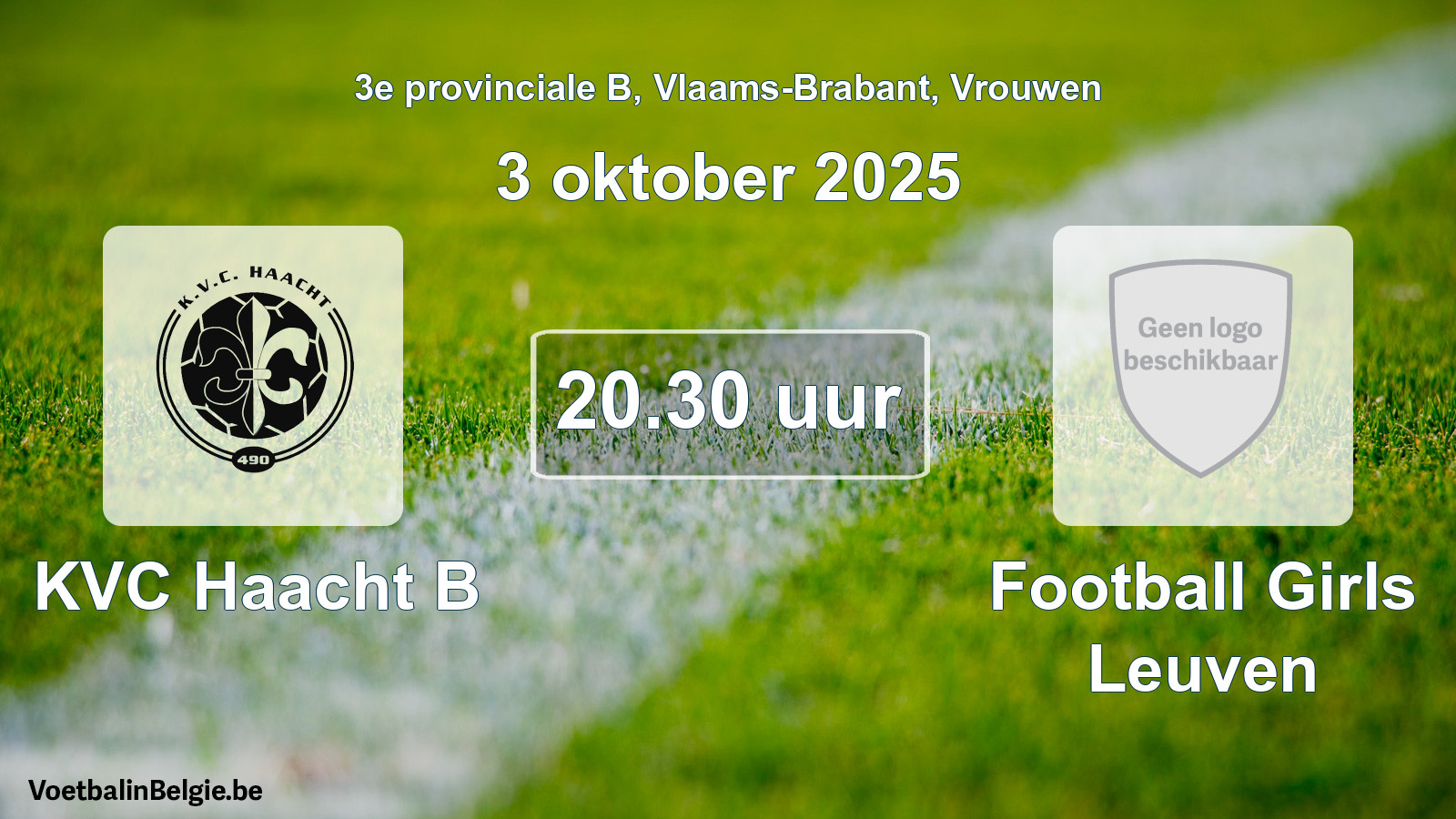 Scheduled match women football: KVC Haacht B - Football Girls Leuven (3 October 2025)