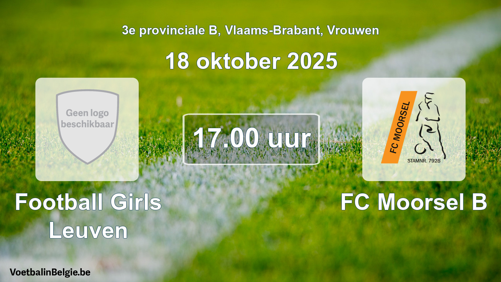 Geplande wedstrijd vrouwenvoetbal: Football Girls Leuven - FC Moorsel B (18 oktober 2025)
