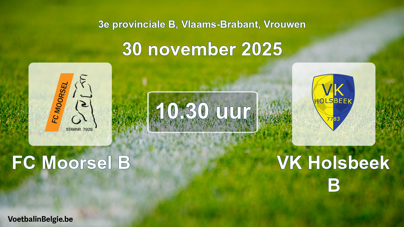 Scheduled match women football: FC Moorsel B - VK Holsbeek B (30 November 2025)