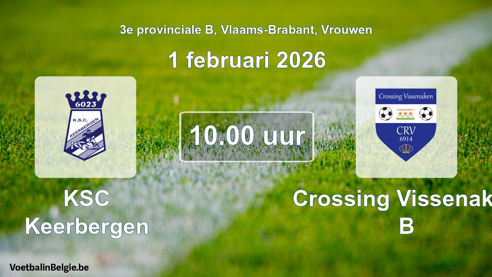 Scheduled match women football: KSC Keerbergen - Crossing Vissenaken B (1 February 2026)