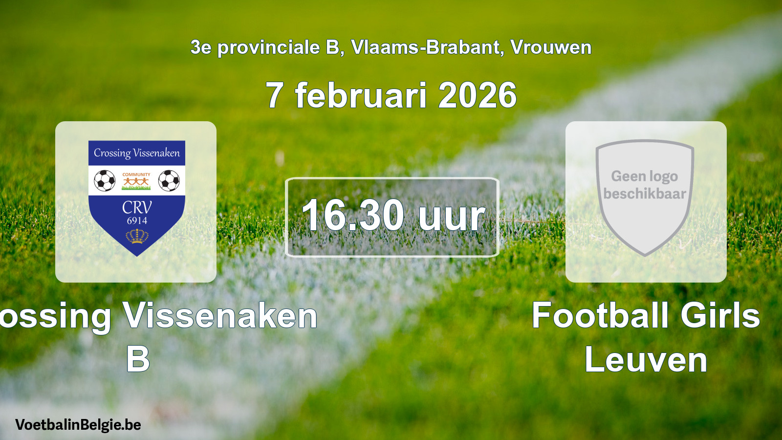 Geplantes Spiel frauen-Fußball: Crossing Vissenaken B - Football Girls Leuven (7 Februar 2026)
