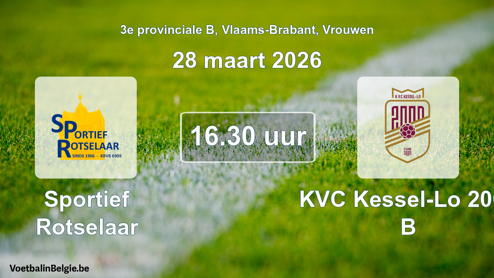 Geplande wedstrijd vrouwenvoetbal: Sportief Rotselaar - KVC Kessel-Lo 2000 B (28 maart 2026)