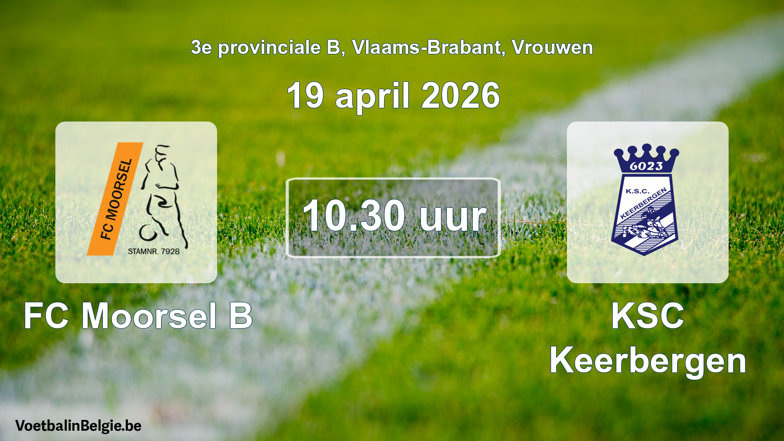 Scheduled match women football: FC Moorsel B - KSC Keerbergen (19 April 2026)