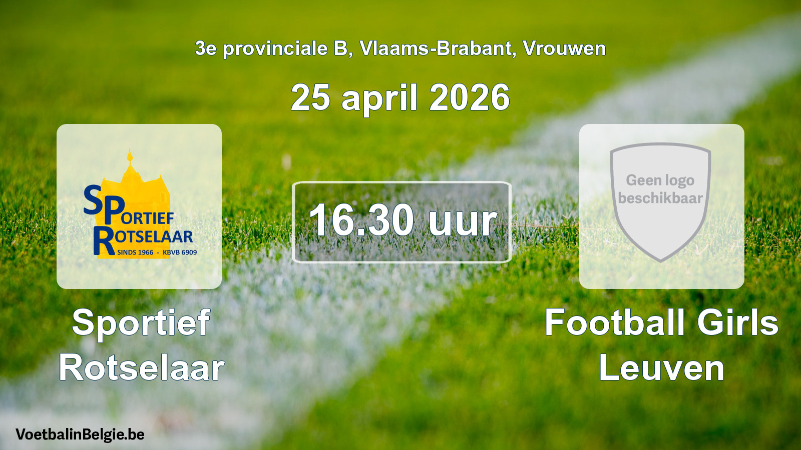 Geplande wedstrijd vrouwenvoetbal: Sportief Rotselaar - Football Girls Leuven (25 april 2026)