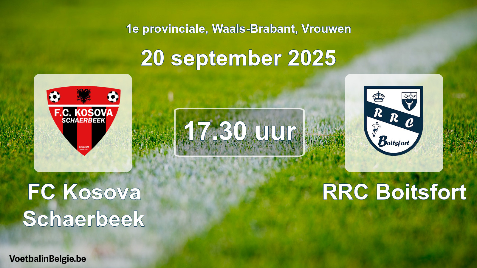 Geplande wedstrijd vrouwenvoetbal: FC Kosova Schaerbeek - RRC Boitsfort (20 september 2025)