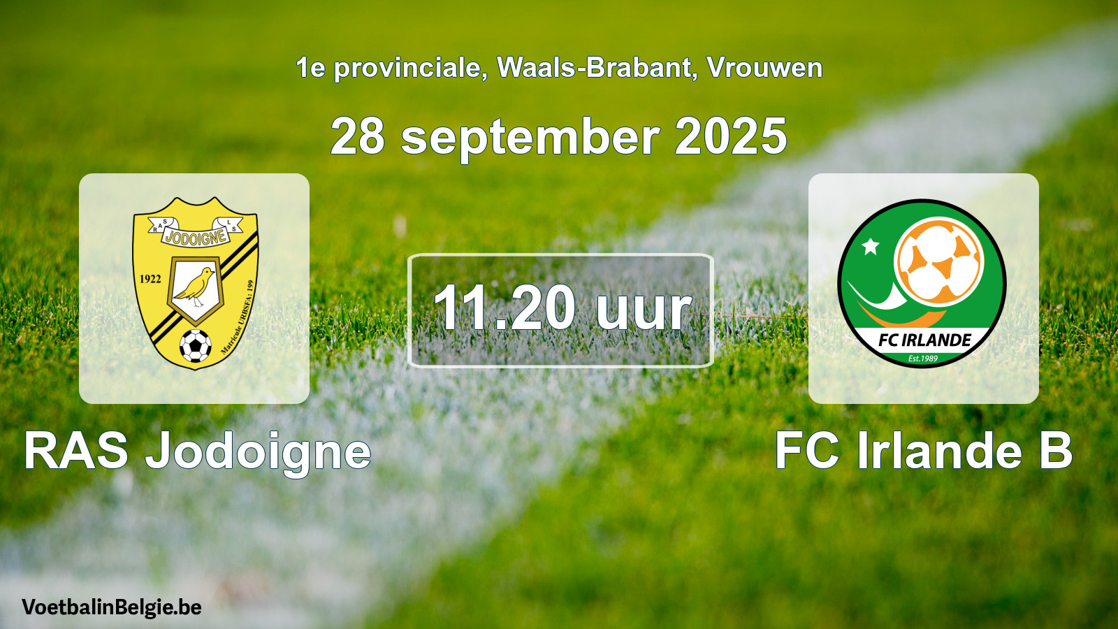 Geplande wedstrijd vrouwenvoetbal: RAS Jodoigne - FC Irlande B (28 september 2025)
