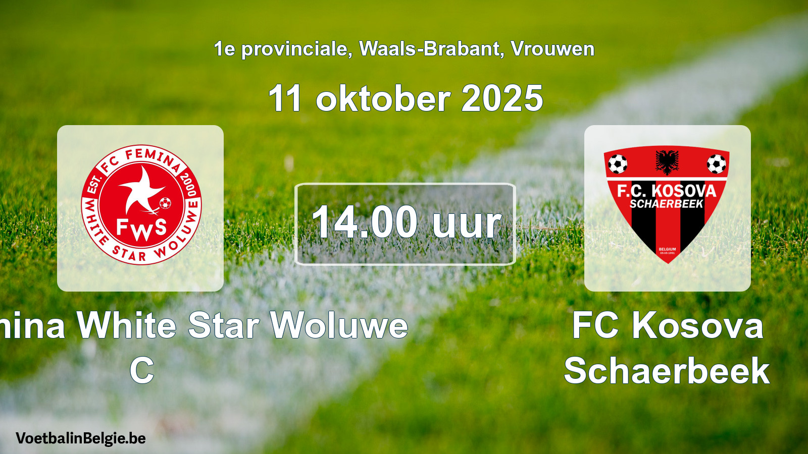 Geplande wedstrijd vrouwenvoetbal: FC Fémina White Star Woluwe C - FC Kosova Schaerbeek (11 oktober 2025)